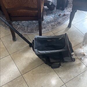 Gray Pet Carrier with Wheels